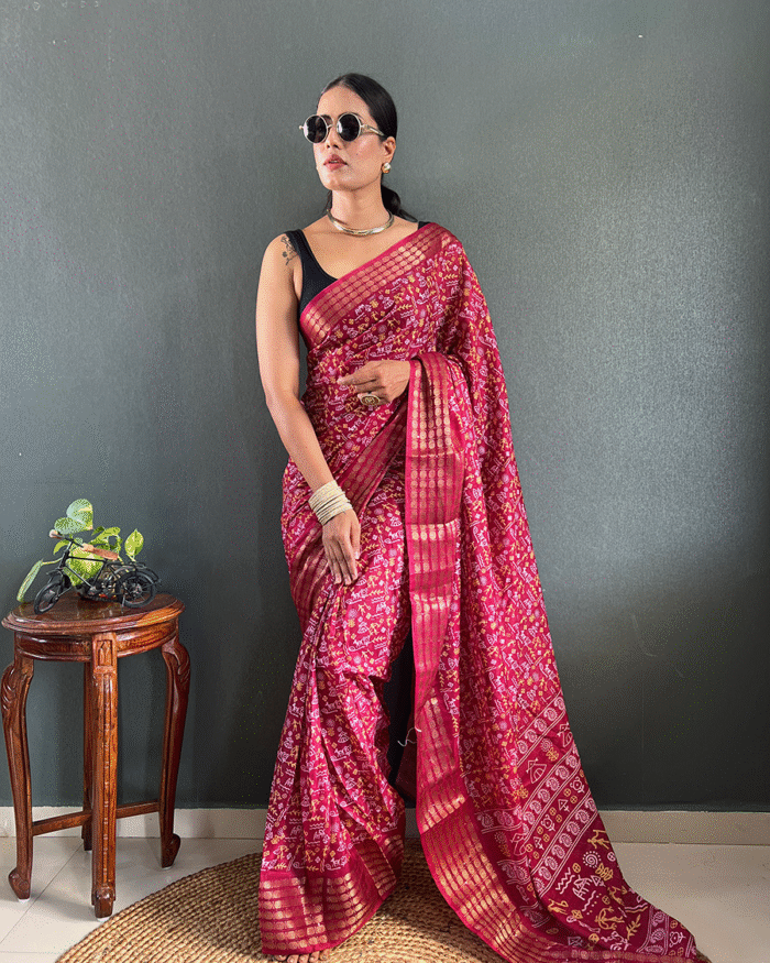 Maroon Color 1-Minute Ready To Wear Georgette Saree With Blouse Piece - Image 4