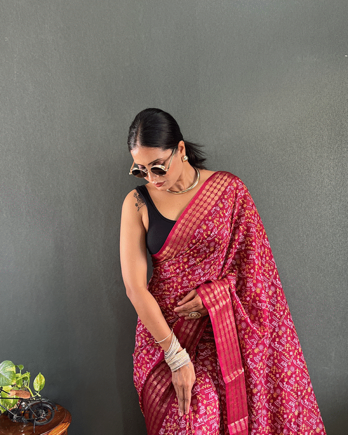Maroon Color 1-Minute Ready To Wear Georgette Saree With Blouse Piece - Image 8