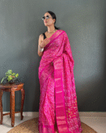 Pink Color 1-Minute Ready To Wear Georgette Saree With Blouse Piece - Image 3