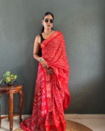 Orange Color 1-Minute Ready To Wear Georgette Saree With Blouse Piece