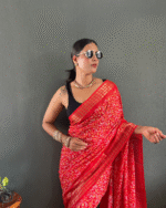 Orange Color 1-Minute Ready To Wear Georgette Saree With Blouse Piece - Image 8