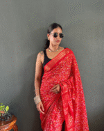 Orange Color 1-Minute Ready To Wear Georgette Saree With Blouse Piece - Image 10