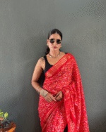 Orange Color 1-Minute Ready To Wear Georgette Saree With Blouse Piece - Image 11