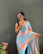 Light Blue Color 1-Minute Ready To Wear Georgette Saree With Blouse Piece - Image 10