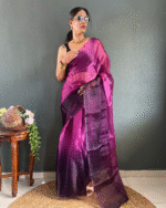 Wine Color 1-Minute Ready To Wear Georgette Saree With Blouse Piece - Image 2