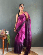 Wine Color 1-Minute Ready To Wear Georgette Saree With Blouse Piece - Image 5