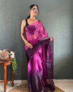 Wine Color 1-Minute Ready To Wear Georgette Saree With Blouse Piece - Image 6