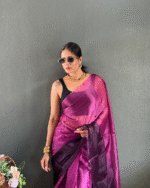 Wine Color 1-Minute Ready To Wear Georgette Saree With Blouse Piece - Image 11