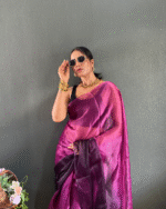 Wine Color 1-Minute Ready To Wear Georgette Saree With Blouse Piece - Image 12