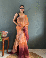 Orange Wine Color 1-Minute Ready To Wear Georgette Saree With Blouse Piece