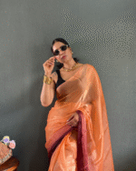 Orange Wine Color 1-Minute Ready To Wear Georgette Saree With Blouse Piece - Image 12