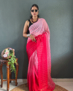 Light Peach Color 1-Minute Ready To Wear Georgette Saree With Blouse Piece