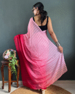 Light Peach Color 1-Minute Ready To Wear Georgette Saree With Blouse Piece - Image 7