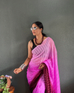 Light Purple Color 1-Minute Ready To Wear Georgette Saree With Blouse Piece - Image 4