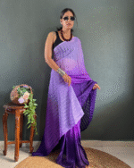 Purple Color 1-Minute Ready To Wear Georgette Saree With Blouse Piece