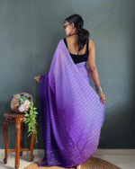 Purple Color 1-Minute Ready To Wear Georgette Saree With Blouse Piece - Image 8