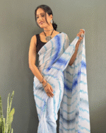 Light  Blue Color 1-Minute Ready To Wear Georgette Saree With Blouse Piece - Image 3