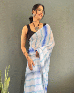 Light  Blue Color 1-Minute Ready To Wear Georgette Saree With Blouse Piece - Image 5