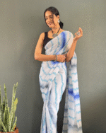 Light  Blue Color 1-Minute Ready To Wear Georgette Saree With Blouse Piece - Image 6