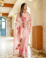 Light Pink Color Georgette 1 - Minute Ready to Wear Saree with Fully Stitch Blouse (Free Size) Up to 44 - Image 4