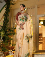 Brown Color Georgette 1 - Minute Ready to Wear Saree with Fully Stitch Blouse (Free Size) Up to 44