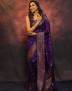 Purple Color Elite Pick Soft Banarasi Silk Saree with Classy Bloue Piece