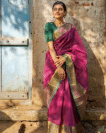 Purple And Green Color Elite Pick Soft Banarasi Silk Saree with Classy Bloue Piece