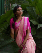 Pink Color Signature Line Soft Banarasi Silk Saree with Classy Bloue Piece