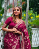 Purple Color Just In Soft Banarasi Silk Saree with Classy Bloue Piece - Image 2