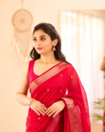 Pink Color Premium Cotton Silk Saree With Classy Blouse and tassels - Image 3