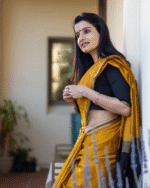 Mustard Yellow Premium Cotton Silk Saree With Classy Blouse and tassels - Image 3