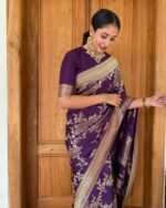Purple Color Signature Line Soft Banarasi Silk Saree with Classy Bloue Piece - Image 2