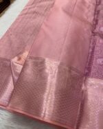 Light Pink Color New Drop Pure Golden Zari Work Soft Banarasi Silk Saree with Classy Bloue Piece - Image 2