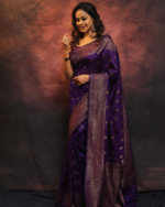 Purple Color Elite Pick Soft Banarasi Silk Saree with Classy Bloue Piece - Image 2