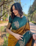 Musterd Yelow And Green Color Latest Add Soft Banarasi Silk Saree with Classy Bloue Piece - Image 2