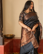 Black Color Just In Soft Banarasi Silk Saree with Classy Bloue Piece