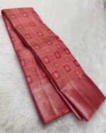 Peach Color Now Available Pure Golden Zari Work Soft Banarasi Silk Saree with Classy Bloue Piece - Image 4