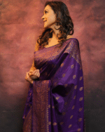 Purple Color Elite Pick Soft Banarasi Silk Saree with Classy Bloue Piece - Image 3
