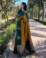 Musterd Yelow And Green Color Latest Add Soft Banarasi Silk Saree with Classy Bloue Piece - Image 3
