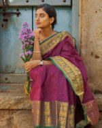 Purple And Green Color Elite Pick Soft Banarasi Silk Saree with Classy Bloue Piece - Image 3