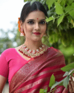 Pink Color Luxury Edition Soft Banarasi Silk Saree with Classy Bloue Piece - Image 3