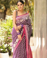 Purple Color New Drop Soft Banarasi Silk Saree with Classy Bloue Piece