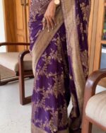 Purple Color Signature Line Soft Banarasi Silk Saree with Classy Bloue Piece - Image 4
