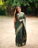 Green Color Recently Launched Soft Banarasi Silk Saree with Classy Bloue Piece