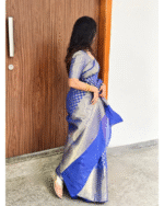 Blue Color Latest Drop Soft Banarasi Silk Saree with Classy Bloue Piece - Image 4