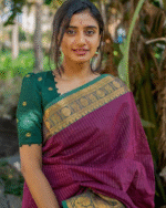 Purple And Green Color Elite Pick Soft Banarasi Silk Saree with Classy Bloue Piece - Image 4