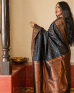 Black Color Just In Soft Banarasi Silk Saree with Classy Bloue Piece - Image 4