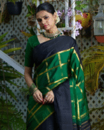 Green And Black Color Just In Soft Banarasi Silk Saree with Classy Bloue Piece