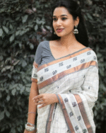 White Color Top Tier Soft Banarasi Silk Saree with Classy Bloue Piece - Image 5