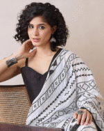 White Color Mulmul Cotton 1 - Minute Ready to Wear Saree with Pocket and Blouse Piece - Image 6